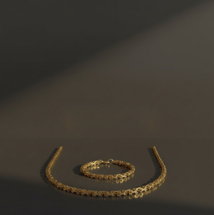 Minimalistische Gold Sieraden Set – Ketting + Armband (Waterproof Stainless Steel)